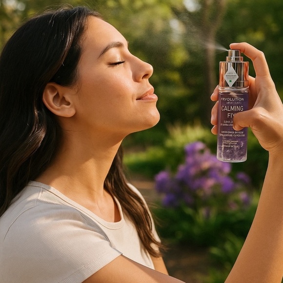 Revolution Calming Fix Amethyst Fixing Spray with Hyaluronic Acid 2.87 FL OZ - Picture 3 of 4